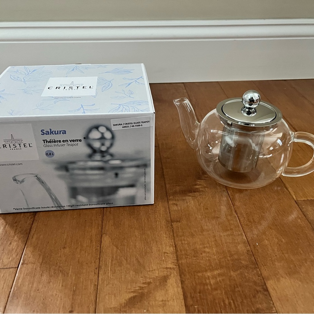 cristel sakura glass teapot NWT